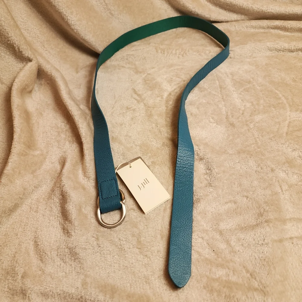 NWT J. Jill Genuine Leather Green Blue Teal D-ring Belt‎ 46